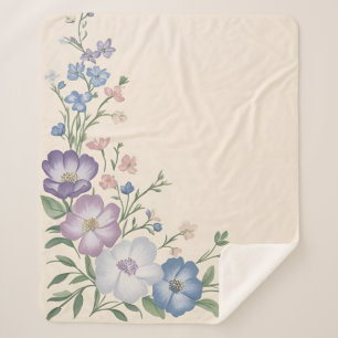 Lila, weiße und blaue Blumenschrift Sherpadecke