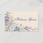 Lila, weiße und blaue Blütendrucke Visitenkarte (Vorderseite)