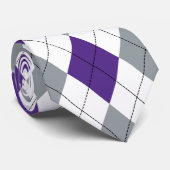 Lila, weiße und graue Rauten-Muster-Krawatte Krawatte (Gerollt)