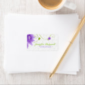 Lila, weiße und grüne Blumenmuster Adressaufkleber (Insitu)