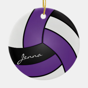 Lila, weiße und schwarze Volleyball (beide Seiten Keramikornament