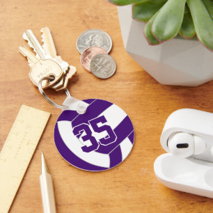 Lila weiße Volleyball-Mannschaftsfarben Schlüsselanhänger