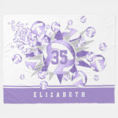 lila weiße Volleybälle und Sterne Fleecedecke (Vorderseite (Horizontal))