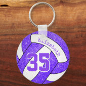 lila weiße Volleyballtasche mit Jersey Nummer Schlüsselanhänger (Vorderseite)
