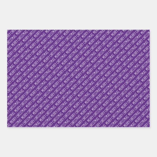 Lila, weiße Weihnachtstypografie - Moderner Feiert Geschenkpapier Set (Vorderseite 3)