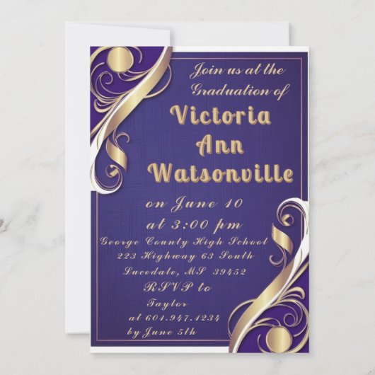 Lila Weißer Abschluss 2025 Einladung (Rückseite)