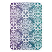 Lila weißer Damast und Aquamariner Ombre Badematte (Vorderseite Vertikal)