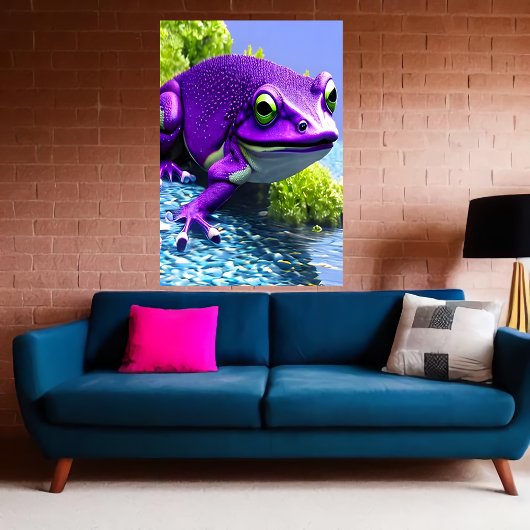 Lila-weißer Frosch | AI Art Poster