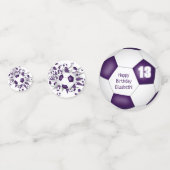 Lila weißer Fußball-Blowout Geburtstagsparty Konfetti (Vorderseiten)