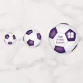 Lila weißer Fußball-Blowout Geburtstagsparty Konfetti (Rückseiten)