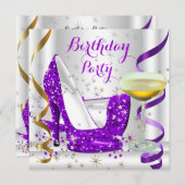 Lila Weißer Glitzer High Heels Champagner 4 Einladung (Vorne/Hinten)