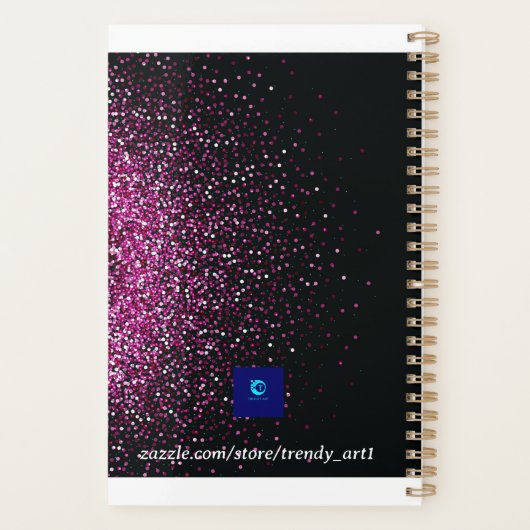 Lila weißer Glitzer Monogramm Name 2023 Planer (Rückseite)