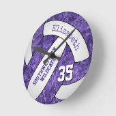 lila, weißer, gürteliger Volleyballraum Runde Wanduhr (Winkel)