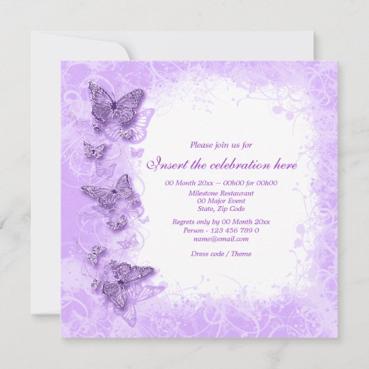 Lila weißer Hochzeitstag Einladung (Rückseite)