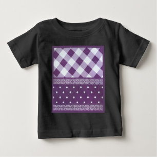 Lila weißer Karrer Polka Dock Damaskus Kunst Baby T-shirt