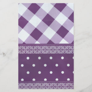 Lila weißer Karrer Polka Dock Damaskus Kunst Briefpapier