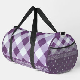 Lila weißer Karrer Polka Dock Damaskus Kunst Duffle Bag