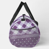 Lila weißer Karrer Polka Dock Damaskus Kunst Duffle Bag (Rechts)