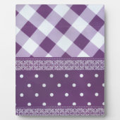 Lila weißer Karrer Polka Dock Damaskus Kunst Fotoplatte (Vorderseite)