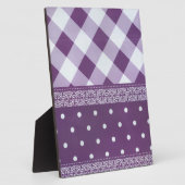 Lila weißer Karrer Polka Dock Damaskus Kunst Fotoplatte (Seite)