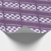 Lila weißer Karrer Polka Dock Damaskus Kunst Geschenkpapier (Ecke)