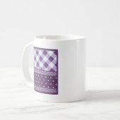 Lila weißer Karrer Polka Dock Damaskus Kunst Kaffeetasse (Vorderseite Links)
