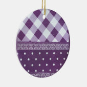 Lila weißer Karrer Polka Dock Damaskus Kunst Keramik Ornament (Rechts)