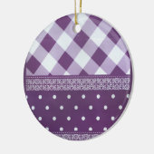 Lila weißer Karrer Polka Dock Damaskus Kunst Keramik Ornament (Links)