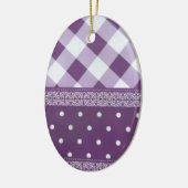 Lila weißer Karrer Polka Dock Damaskus Kunst Keramik Ornament (Links)