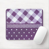 Lila weißer Karrer Polka Dock Damaskus Kunst Mousepad (Mit Mouse)