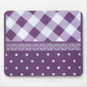 Lila weißer Karrer Polka Dock Damaskus Kunst Mousepad (Vorne)