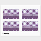 Lila weißer Karrer Polka Dock Damaskus Kunst Rechteckiger Aufkleber (Blatt)