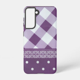 Lila weißer Karrer Polka Dock Damaskus Kunst Samsung Galaxy Hülle
