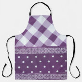 Lila weißer Karrer Polka Dock Damaskus Kunst Schürze (Vorderseite)