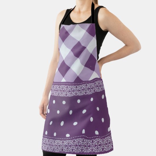 Lila weißer Karrer Polka Dock Damaskus Kunst Schürze (InSitu)