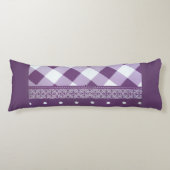Lila weißer Karrer Polka Dock Damaskus Kunst Seitenschläferkissen (Vorderseite)