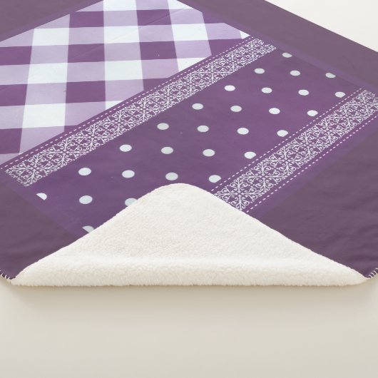 Lila weißer Karrer Polka Dock Damaskus Kunst Sherpadecke (3/4)