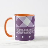 Lila weißer Karrer Polka Dock Damaskus Kunst Tasse (Links)