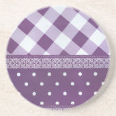 Lila weißer Karrer Polka Dock Damaskus Kunst Untersetzer (Vorne)