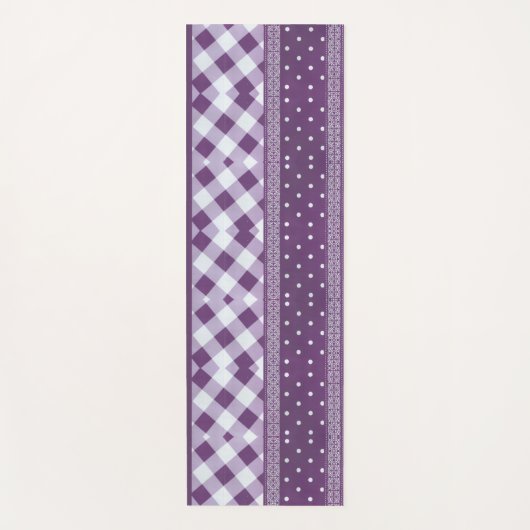 Lila weißer Karrer Polka Dock Damaskus Kunst Yogamatte (Vorderseite)