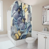 Lila, weißer Orchideenschmetterling Duschvorhang (Beispiel)