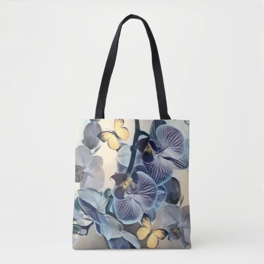 Lila, weißer Orchideenschmetterling Tasche (Vorderseite)