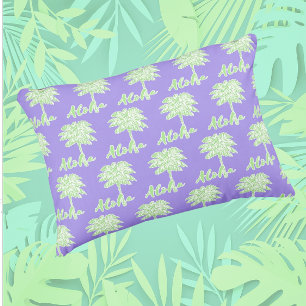 Lila weißer Palm Aloha Tropical Kissen Für Draußen