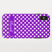 Lila weißer Polka Dot Muster iPhone XS Max Case (Rückseite (Horizontal))