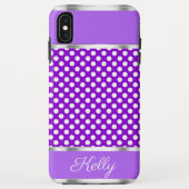 Lila weißer Polka Dot Muster iPhone XS Max Case (Rückseite)