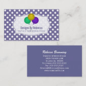 Lila weißer Polka-Punkt: Ballon-Visitenkarten Visitenkarte (Vorne/Hinten)