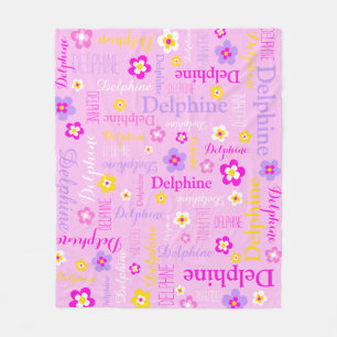 lila-weißer, rosa, gelber Text Fleecedecke