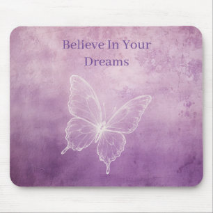 Lila Weißer Schmetterling Mousepad