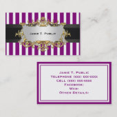 Lila weißer Streifen, schwarzer Band, Goldsiegel Visitenkarte (Vorne/Hinten)