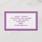 Lila weißer Streifen, schwarzer Band, Goldsiegel Visitenkarte (Rückseite)
